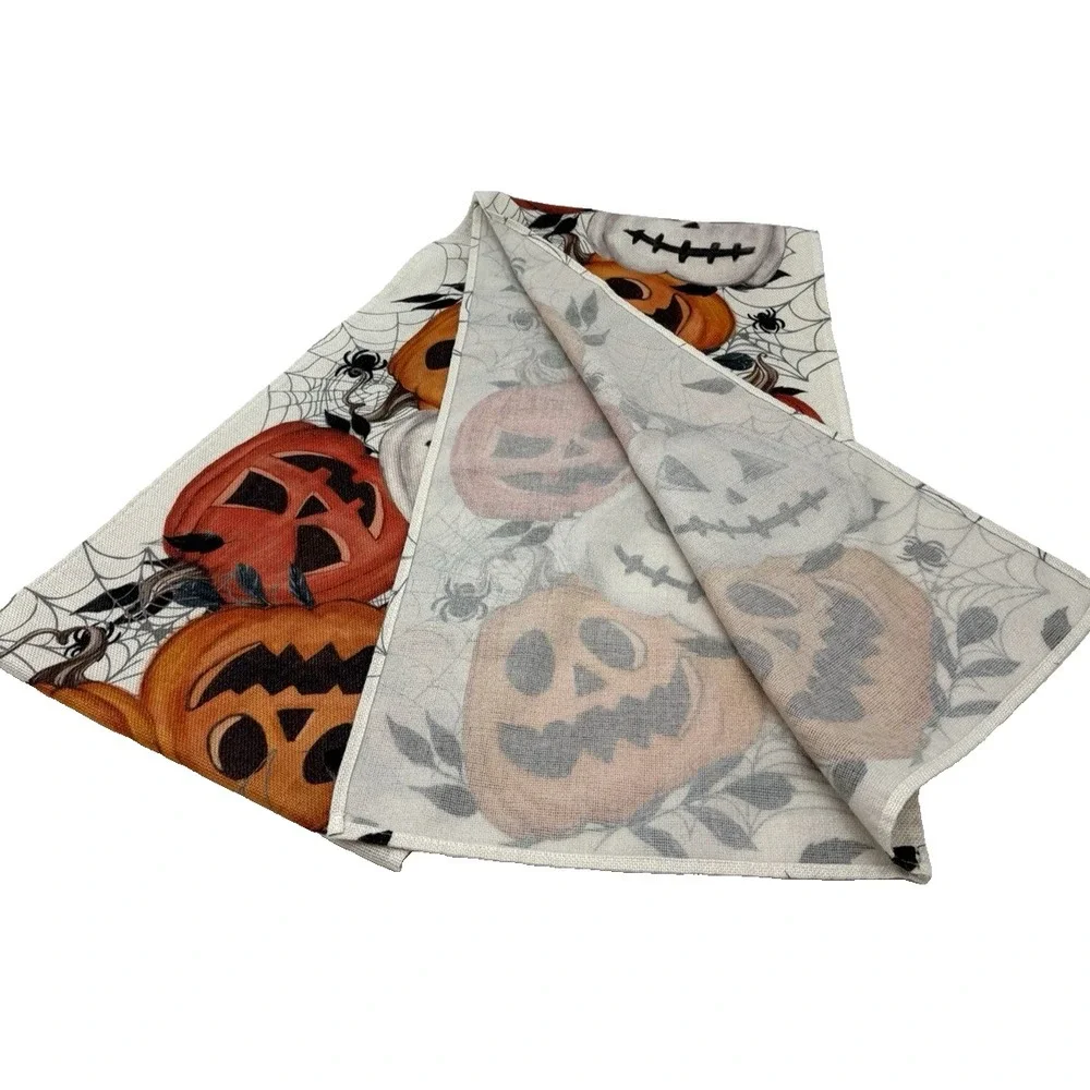Halloween  Table Runner Featuring Pumpkins and Spiders 106